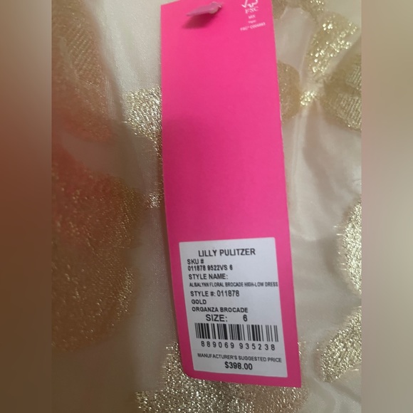 Lilly Pulitzer Alisalynn Floral Brocade high-low dress NEW 6 Gold Valentine’s - Picture 11 of 11